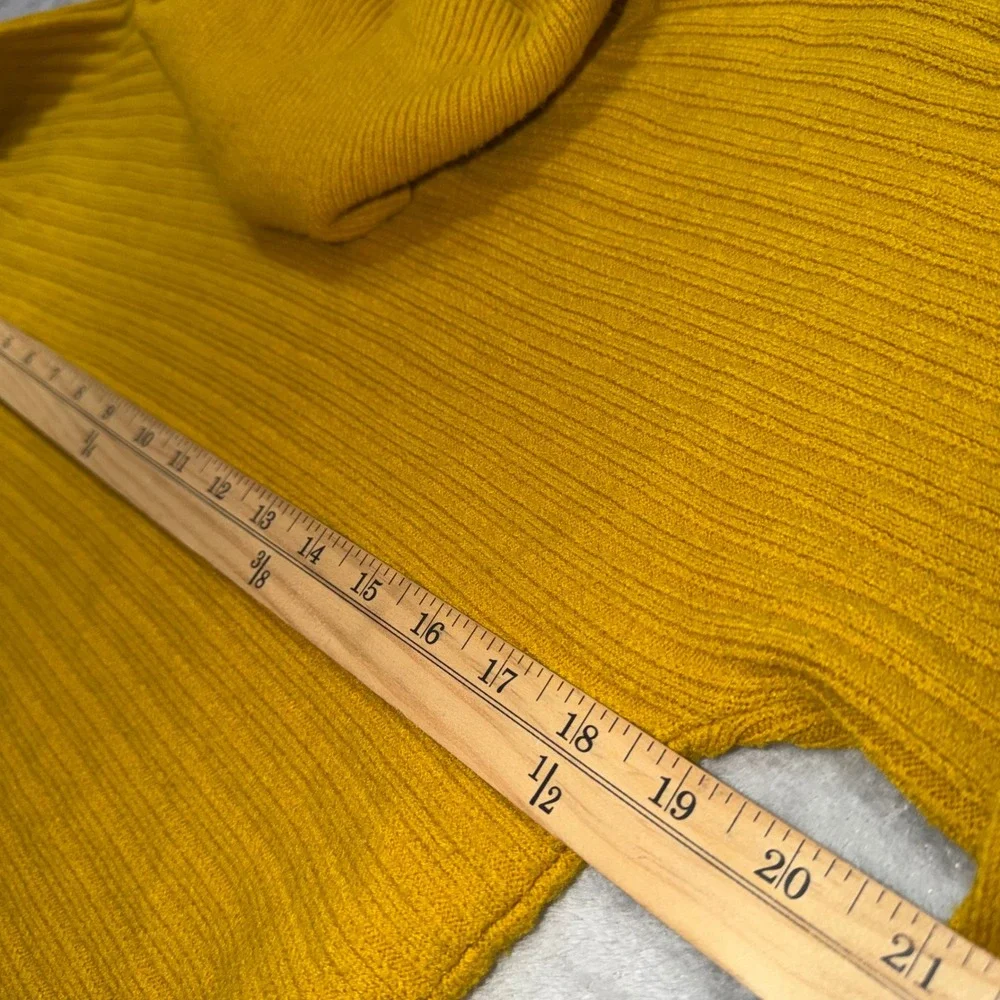 Anthropologie Moth Mustard Yellow Ribbed Cowl Neck High-Low Sweater Small Soft‎